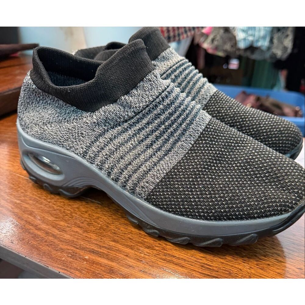 Gray Knit Breathable Slip On Sneakers Women’s Size 9 - Picture 3 of 8